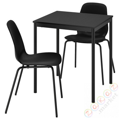 ⭐SANDSBERG / LIDAS⭐Таблица и 2 стулья, черный/черный/черный/черный, 67x67 cm⭐ИКЕА-79508897