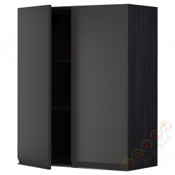 ⭐METOD⭐Навесной шкаф с полками/2 дверь, черный/Upplöv матантрацит, 80x100 cm⭐ИКЕА-29495524