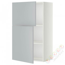 ⭐METOD⭐Навесной шкаф с полками/2 дверь, белый/Veddinge Серый, 60x100 cm⭐ИКЕА-39468252