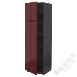 ⭐METOD⭐Высокий шкаф/полки, черный калларп/темно-красно-коричневый блеск, 60x60x200 cm⭐ИКЕА-69467920