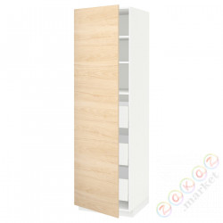 ⭐METOD / MAXIMERA⭐Высокий шкаф с ящики, белый/Askersund яркий узор ясеня, 60x60x200 cm⭐ИКЕА-89355907