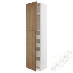 ⭐METOD / MAXIMERA⭐Шкаф, высота 2дверь/4лопата, белый/Tistorp подражаниеacja коричневыйowego орехa, 60x60x240 cm⭐ИКЕА-59519482