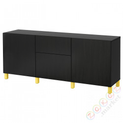 ⭐BESTA⭐Сочетание с ящики, Черно-коричневый/Лаппвикен/Stubbarp желтый, 180x42x74 cm⭐ИКЕА-79442199