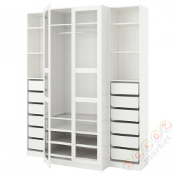 ⭐PAX / TYSSEDAL⭐Гардероб, белый/белый стакан, 200x60x236 cm⭐ИКЕА-09300103