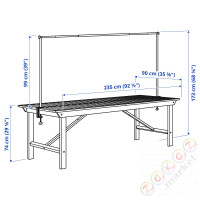 ⭐BONDHOLMEN / HELGEO⭐Стол с dekoracyjnym придерживаться, за пределами белый/бежевый/черный, 235 cm⭐ИКЕА-39545335