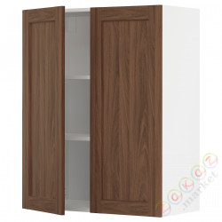 ⭐METOD⭐Навесной шкаф с полками/2 дверь, белый Enköping/коричневый орех, 80x100 cm⭐ИКЕА-49475110