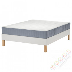 ⭐LYNGOR⭐Континентальная кровать, Valevåg средняя твердость/jasnoсиний белый, 160x200 cm⭐ИКЕА-79552381