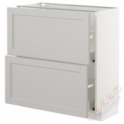 ⭐METOD / MAXIMERA⭐Шкаф/2 шу/, белый/Lerhyttan светло-серый, 80x37 cm⭐ИКЕА-09274255