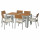 ⭐SJÄLLAND⭐Стол + 6 стульев с подлокотником., снаружи., светло-коричневый/Kuddarna бежевый156x90 cm⭐ИКЕА-09291561