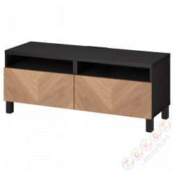 ⭐BESTA⭐Тумба под ТВ с ящики, Черно-коричневый Hedeviken/Stubbarp/дубовый вейп, 120x42x48 cm⭐ИКЕА-19424037