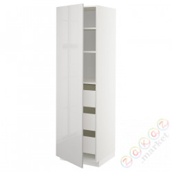 ⭐METOD / MAXIMERA⭐Высокий шкаф с ящики, белый/Ringhult светло-серый, 60x60x200 cm⭐ИКЕА-29359965