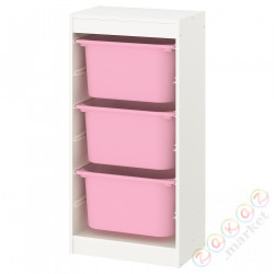 ⭐TROFAST⭐Книжный шкаф с контейнерами, белый/розовый, 46x30x94 cm⭐ИКЕА-89533226