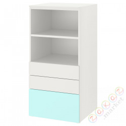 ⭐SMASTAD / PLATSA⭐Книжный шкаф, белый бледно-бирюзовый/с3 ящики, 60x57x123 cm⭐ИКЕА-89387809