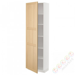 ⭐METOD⭐Высокий шкаф/полки, белый/Forsbacka дуб, 60x37x200 cm⭐ИКЕА-09509414