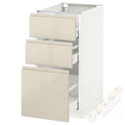 ⭐METOD / MAXIMERA⭐Напольный шкаф с 3 ящики, белый/Voxtorpглянцевый светло-бежевый, 40x60 cm⭐ИКЕА-19143424