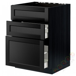 ⭐METOD / MAXIMERA⭐Постоянный шкаф/капюшон zint. с ящиками, черный/Lerhyttan черный морилка, 60x60 cm⭐ИКЕА-99477531