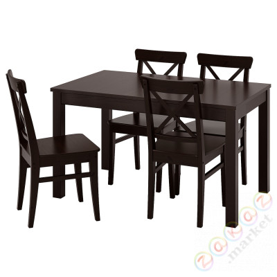 ⭐LANEBERG / INGOLF⭐Таблица и 4 стулья, коричневый/темно коричневый, 130/190x80 cm⭐ИКЕА-59482959