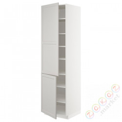 ⭐METOD⭐Высокий шкаф с полками/2Drz, белый/Lerhyttan светло-серый, 60x60x220 cm⭐ИКЕА-69470140