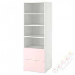 ⭐SMASTAD / PLATSA⭐Книжный шкаф, белый бледно-розовый/с2 ящики, 60x57x181 cm⭐ИКЕА-69483270
