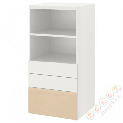 ⭐SMASTAD / PLATSA⭐Книжный шкаф, белый береза/с3 ящики, 60x57x123 cm⭐ИКЕА-29387987