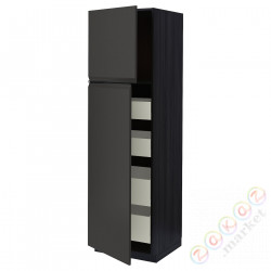 ⭐METOD / MAXIMERA⭐Шкаф, высота 2дверь/4лопата, черный/Upplöv матантрацит, 60x60x200 cm⭐ИКЕА-79495395