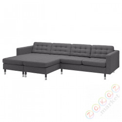 ⭐LANDSKRONA⭐Диван 4 пассажир с шезлонгом, Gunnared темно-серый/металл⭐ИКЕА-39554301