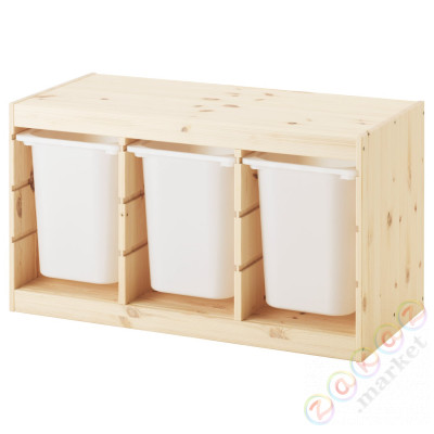 ⭐TROFAST⭐Книжный шкаф с контейнерами, светлая беленая сосна/белый, 93x44x52 cm⭐ИКЕА-09102532