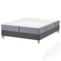⭐LYNGOR⭐Континентальная кровать, Valevåg жесткий/средняя твердость/светло-синий темно-серый, 160x200 cm⭐ИКЕА-59551660