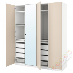 ⭐PAX / REINSVOLL/VIKEDAL⭐Комбинация шкафов, белый/серо-бежевый зеркало, 200x60x236 cm⭐ИКЕА-99385602