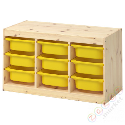 ⭐TROFAST⭐Книжный шкаф с контейнерами, светлая беленая сосна/желтый, 93x44x52 cm⭐ИКЕА-59533322