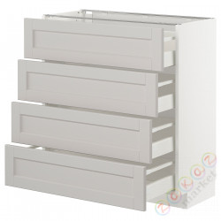 ⭐METOD / MAXIMERA⭐Бывший 4 пт/4шу, белый/Lerhyttan светло-серый, 80x37 cm⭐ИКЕА-99274393