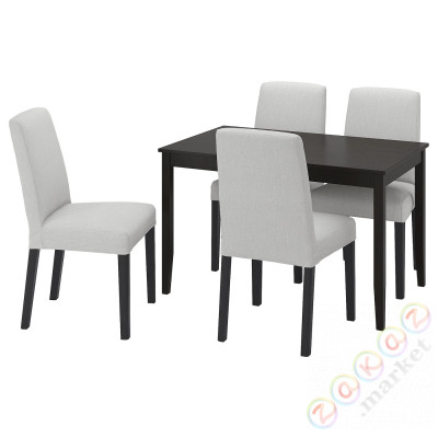 ⭐LERHAMN / BERGMUND⭐Таблица и 4 стулья, Черно-коричневый/Orrsta светло-серый/черный, 118x74 cm⭐ИКЕА-89408468