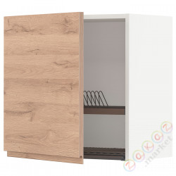 ⭐METOD⭐Навесной шкаф с сушилкой для посуды, белый/Voxtorpподражание. дуб, 60x60 cm⭐ИКЕА-99455765