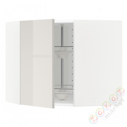 ⭐METOD⭐Шкаф навесной угловой с каруселью, белый/Ringhult светло-серый, 68x60 cm⭐ИКЕА-99142802