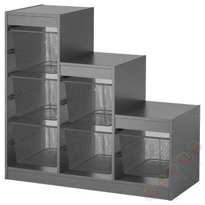 ⭐TROFAST⭐Книжный шкаф с контейнерами, Серый/темно-серый, 99x44x94 cm⭐ИКЕА-99526857