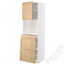 ⭐METOD / MAXIMERA⭐Обувь для микрокомбо дверь/3шу, белый/Forsbacka дуб, 60x60x200 cm⭐ИКЕА-09509560