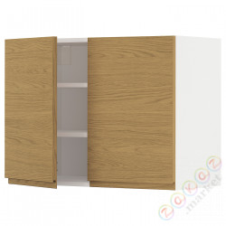 ⭐METOD⭐Навесной шкаф с полками/2 дверь, белый/Voxtorpподражание. дуб, 80x60 cm⭐ИКЕА-69538908