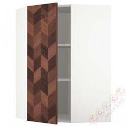 ⭐METOD⭐Навесной угловой шкаф с полками, белый Hasslarp/коричневый шаблон, 68x100 cm⭐ИКЕА-49401015