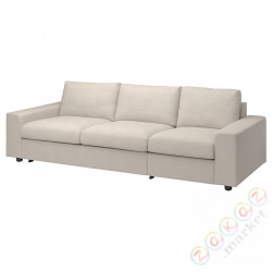 ⭐VIMLE⭐Чехол на диван-кровать3 человек., сширокийmi связаныokietnikami/Gunnared бежевый⭐ИКЕА-89401117