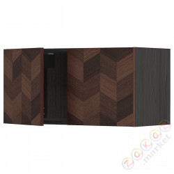 ⭐METOD⭐настенный шкаф/2 дверь, черныйHasslarp/коричневый шаблон, 80x40 cm⭐ИКЕА-69463366