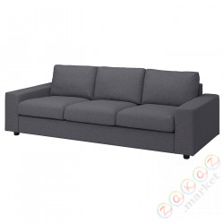 ⭐VIMLE⭐Чехол на диван3 человекowej, сширокийmi связаныokietnikami/Gunnared средний серый⭐ИКЕА-79401132