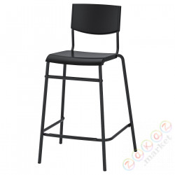 ⭐STIG⭐Барный стул со спинкой, черный/черный, 63 cm⭐ИКЕА-30498418
