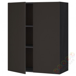 ⭐METOD⭐Навесной шкаф с полками/2 дверь, черный/Кунгсбака антрацит, 80x100 cm⭐ИКЕА-49465390