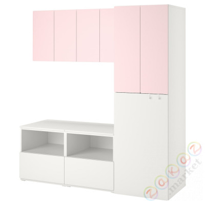 ⭐SMASTAD⭐Книжный шкаф, белый бледно-розовый/с расширением, 180x57x196 cm⭐ИКЕА-59431955