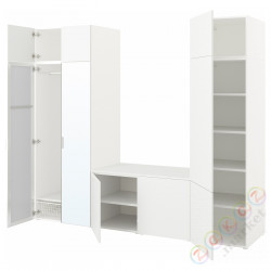 ⭐PLATSA⭐Гардеробная 9 дверь, белый STRAUMEN стакан lustrzане/FONNES белый, 260x42x221 cm⭐ИКЕА-49425361