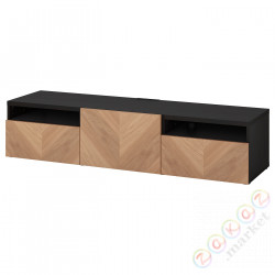 ⭐BESTA⭐Тумба под ТВ с ящики i дверь, Черно-коричневый/Hedeviken дубовый вейп, 180x42x39 cm⭐ИКЕА-39435884