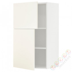 ⭐METOD⭐Навесной шкаф с полками/2 дверь, белый/Vallstena белый, 60x100 cm⭐ИКЕА-69507266