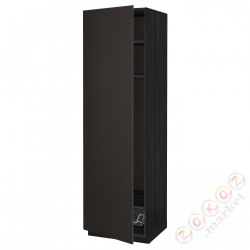 ⭐METOD⭐Высокий шкаф, полки/докторuciany, черный/Кунгсбака антрацит, 60x60x200 cm⭐ИКЕА-69455229