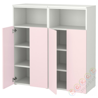 ⭐SMASTAD / PLATSA⭐Книжный шкаф, белый/бледно-розовый с6 полки, 120x42x123 cm⭐ИКЕА-99549632