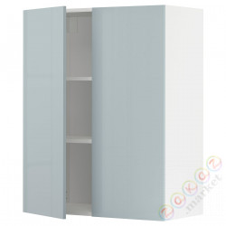 ⭐METOD⭐Навесной шкаф с полками/2 дверь, белый/Kallarp jasnoсерый-синий, 80x100 cm⭐ИКЕА-29479779